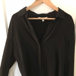 Black 100% silk button down